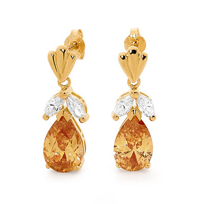 Champagne Zirconia Drop Earrings