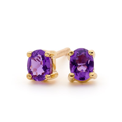 Oval Amethyst earrings in 9 ct. gold