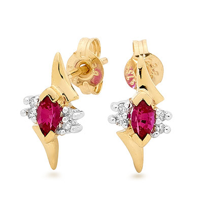 Ruby and Diamond Stud Earrings