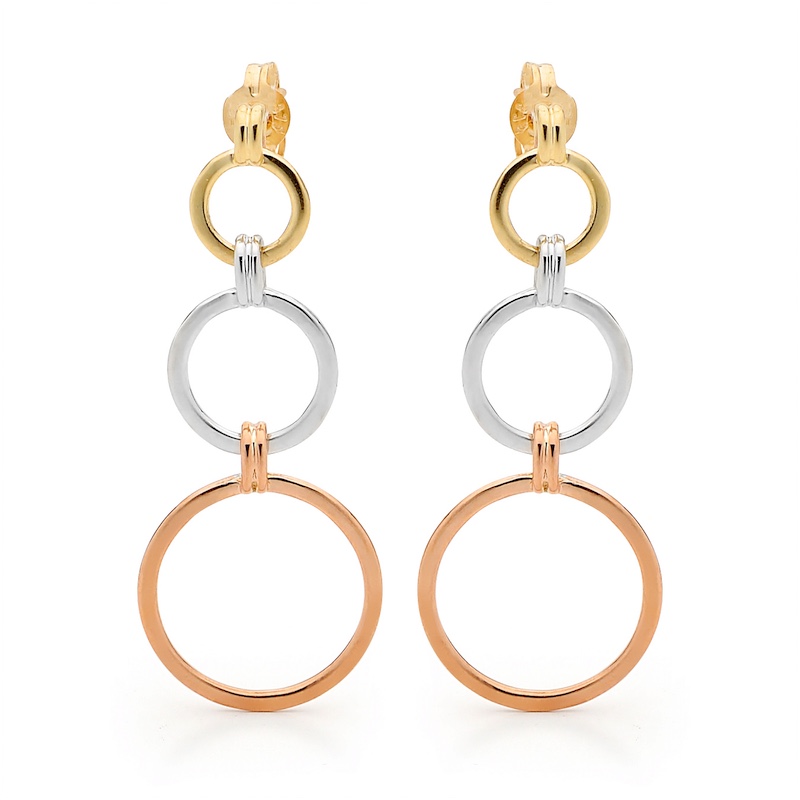 Three tone circle earrings