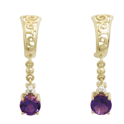 Amethyst and Diamond Drop Earrings