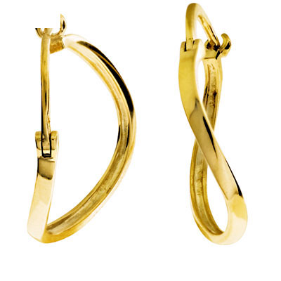Gold Hoop Earrings with a Twist