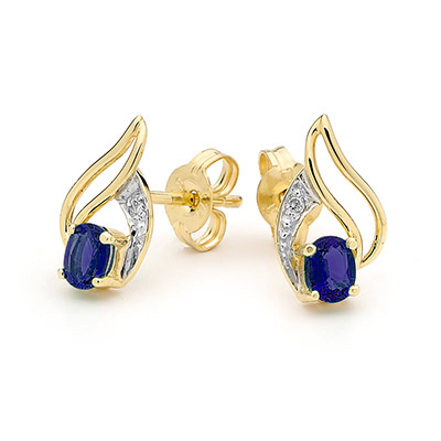 Sapphire and Diamond Petal Stud Earrings