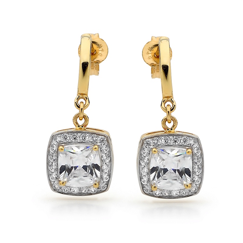 Cubic Zirconia Ballroom Earrings - Gold