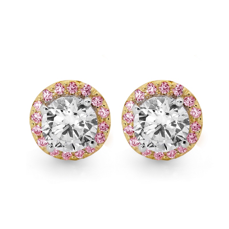 Pink and White Zirconia Earrings
