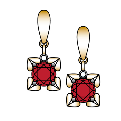 Prestigious Ruby Earrings with Diamond