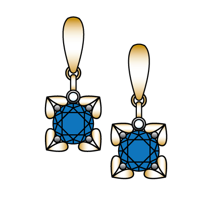 Prestigious Sapphire Earrings with Diamond