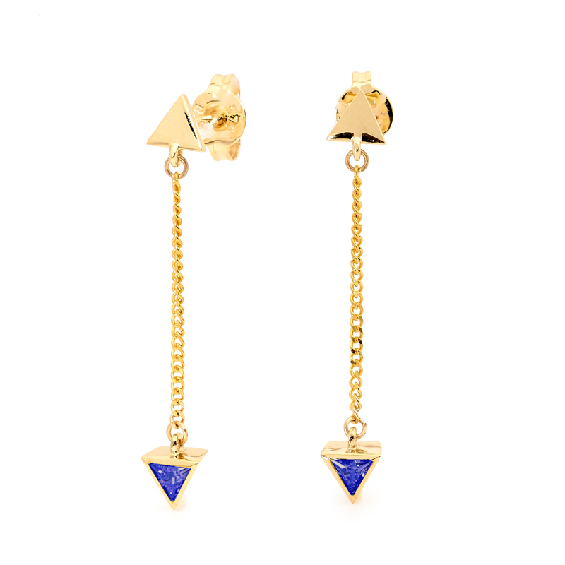 Sexy Drop Earrings with Blue CZ  - Micro Gems
