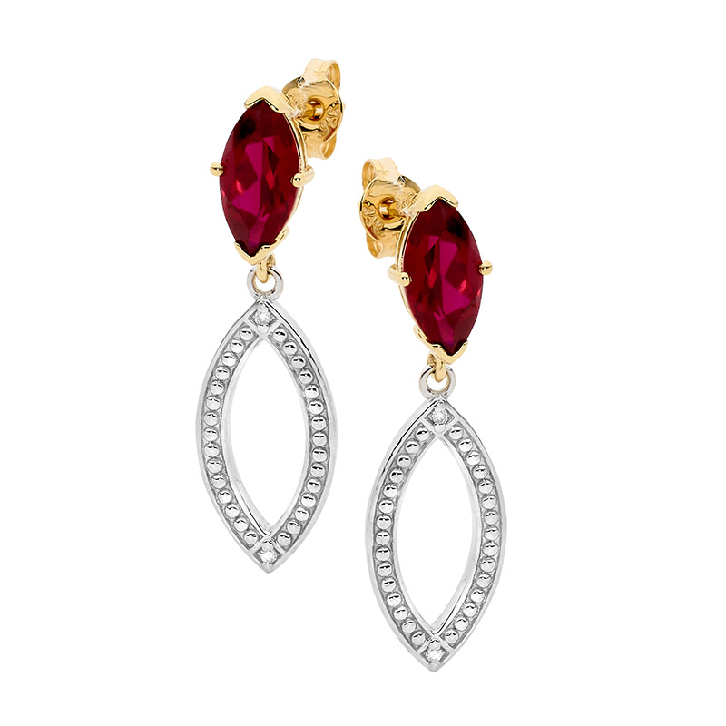 Created Ruby and Diamond Earrings