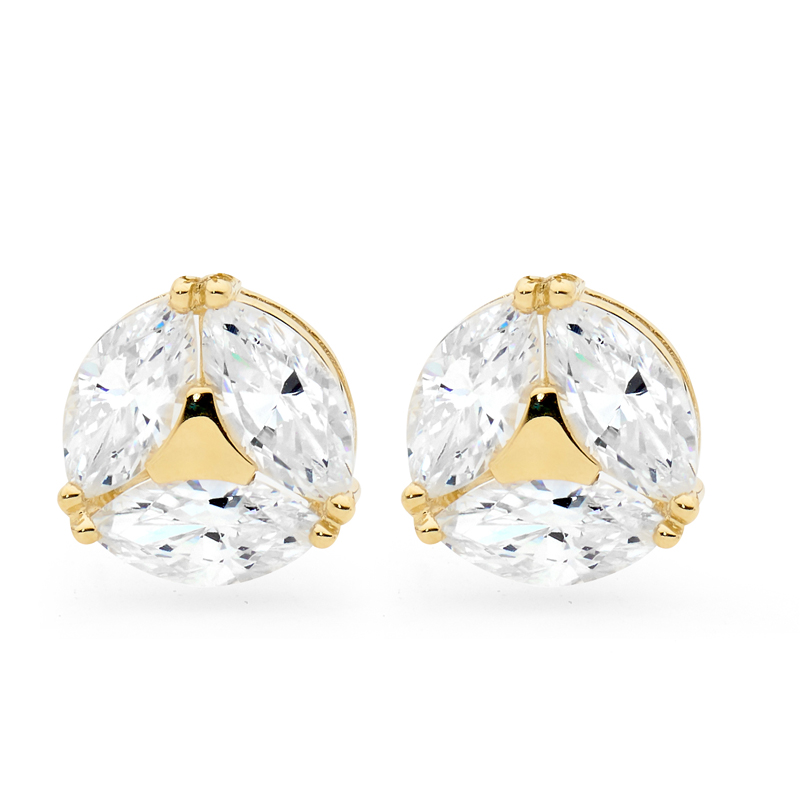 Cubic Zirconia Earrings with Six Gems