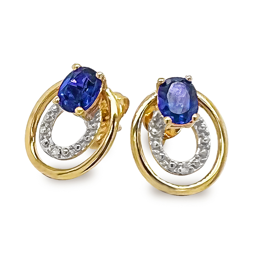 Sapphire Dress Stud Earrings with Diamonds