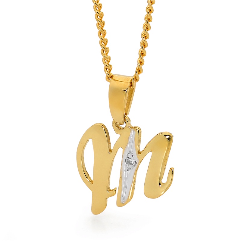 Diamond Initial Pendant M