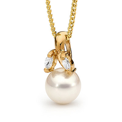 Lustrous Pearl and Diamond Pendant