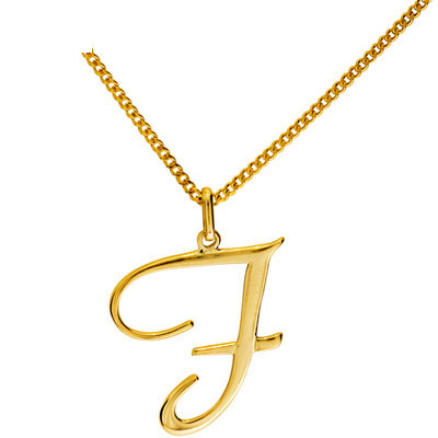 Gold Initial Pendant F