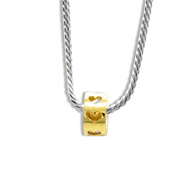 Gold Heart Bead on Silver Snake Chain