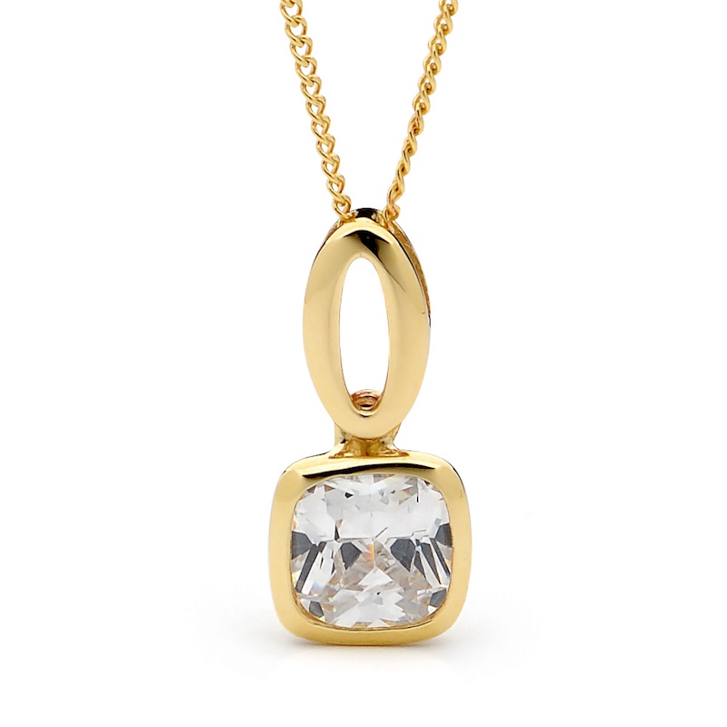 Cubic Zirconia Pendant - Cushion Cut