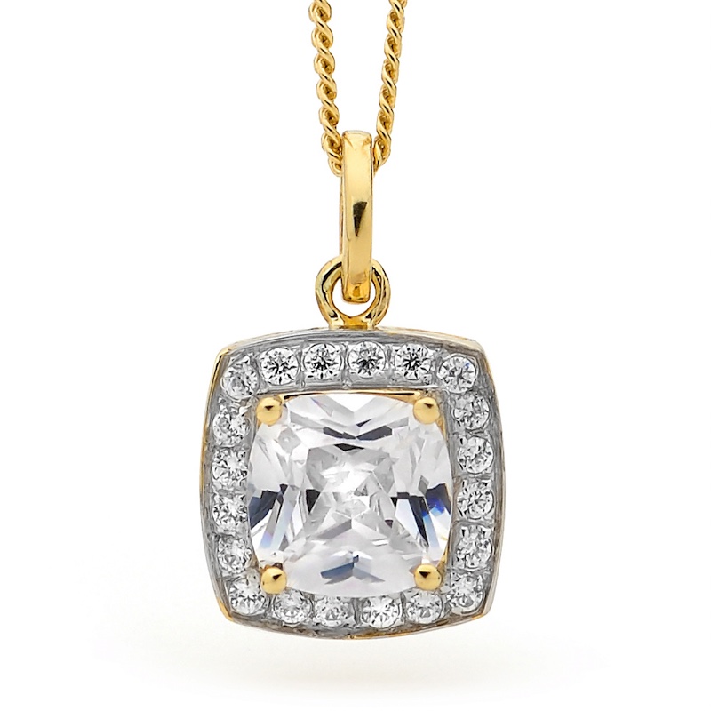 Cubic Zirconia Ballroom Pendant - Gold