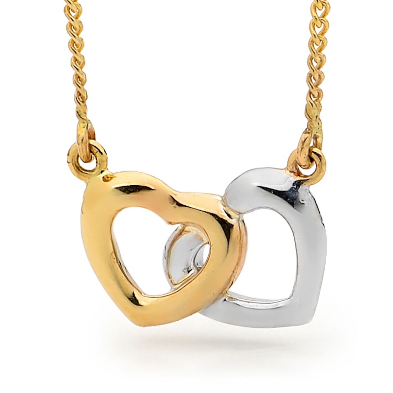 Two Hearts Necklace - Gold