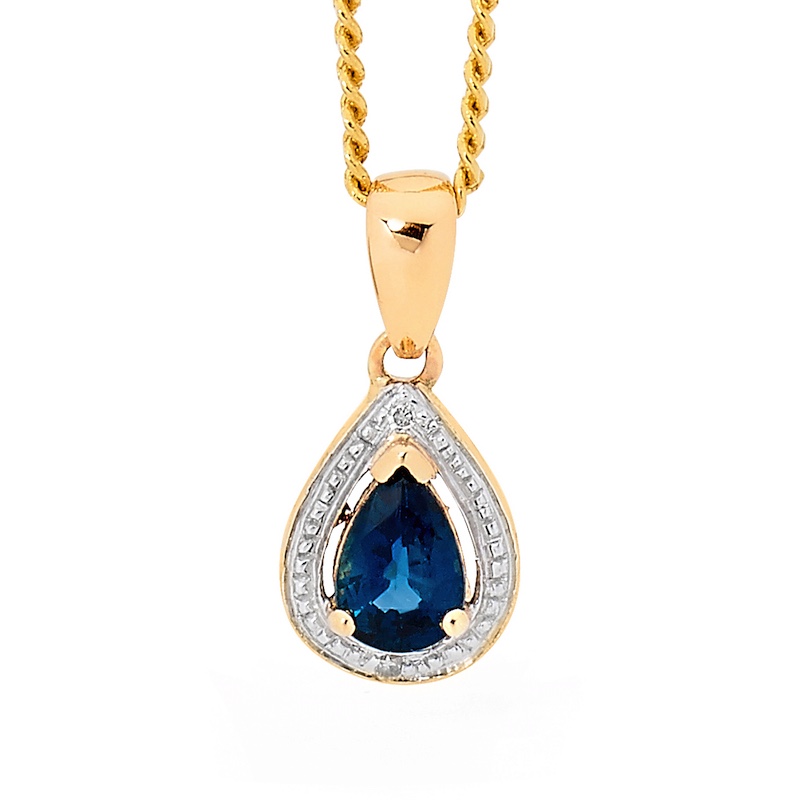 Teardrop Sapphire and Diamond Pendant