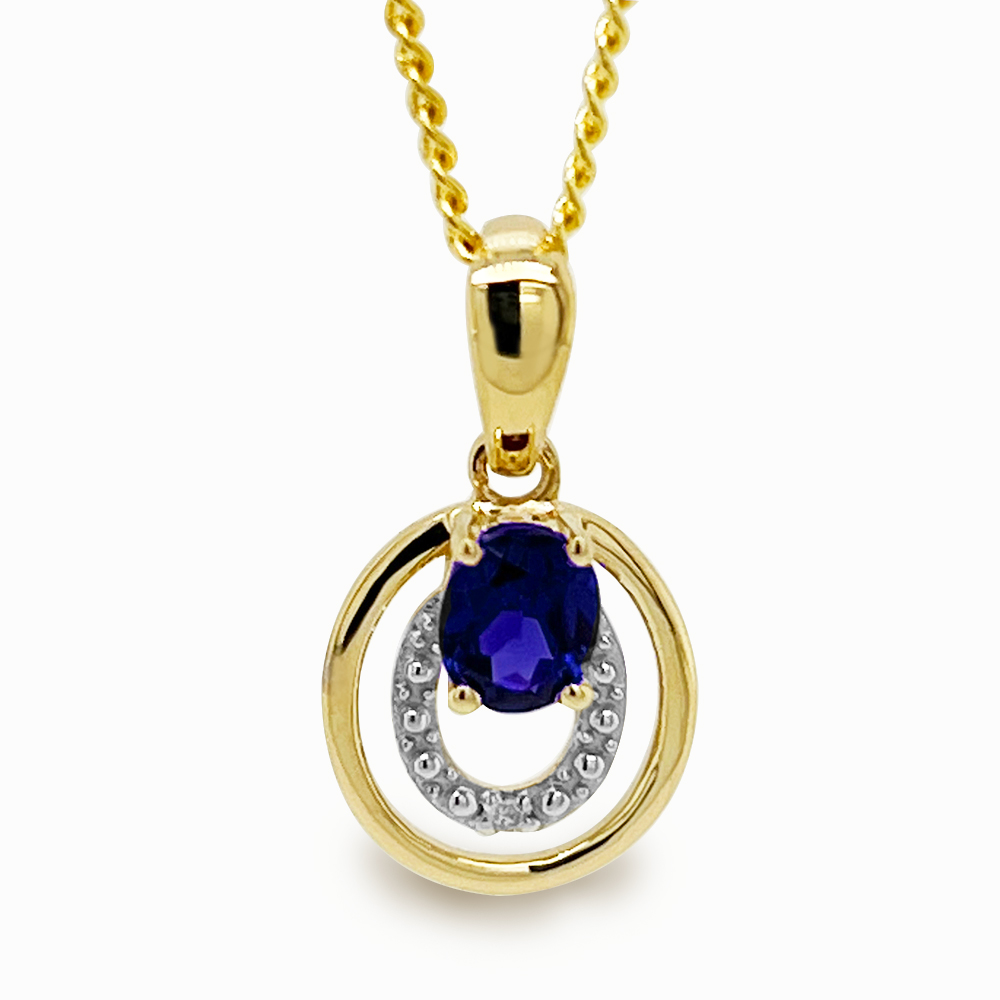 Sapphire Dress Pendant with Diamond