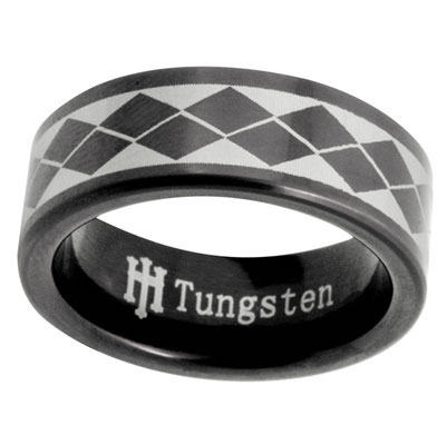 Mens Black Tungsten Ring - US Size 12.5