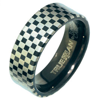 Mens Tungsten Ring &quot;Checkerboard&quot; US Size 9.5