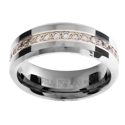 Tungsten Ring with Gemstones US Size 9