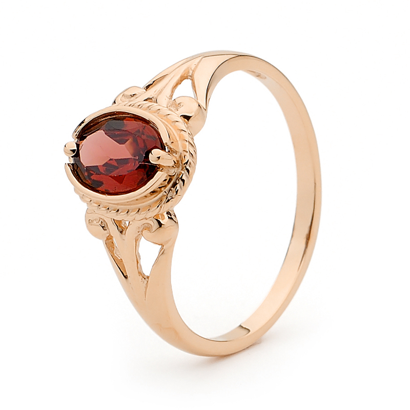 Rose Golod Garnet Ring "Antique Look"