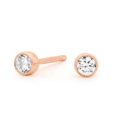 Bezel Set Studs in Rose Gold with 3.0 mm CZ