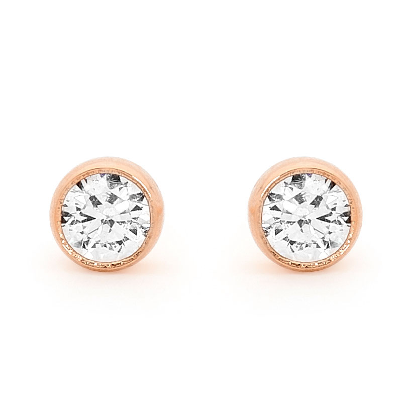 Rose Gold Studs with 4.0 mm CZ