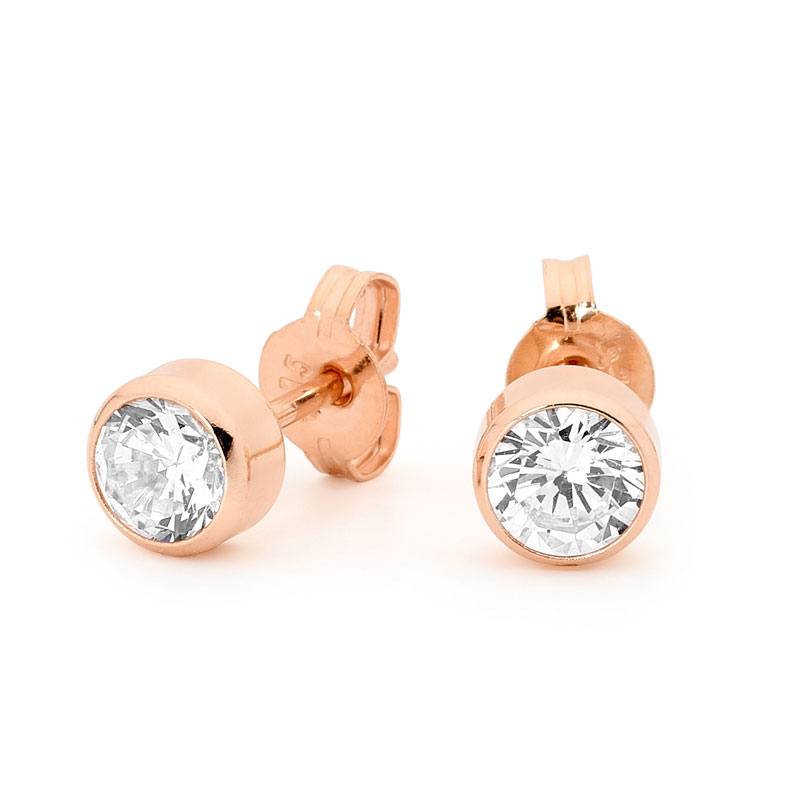 Rose Gold Studs with 5.0 mm CZ