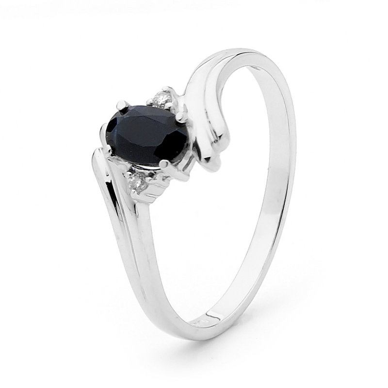 White Gold Sapphire Ring with Diamonds