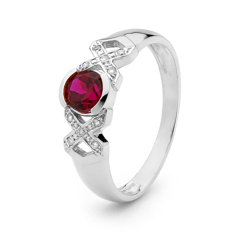 Ruby and Diamond Kiss Hug Ring
