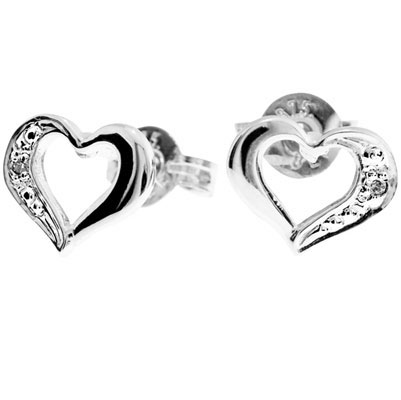 White Gold Diamond Heart Studs