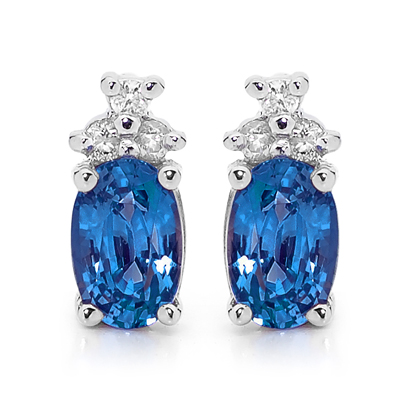 Created Sapphires and Diamond stud earrings