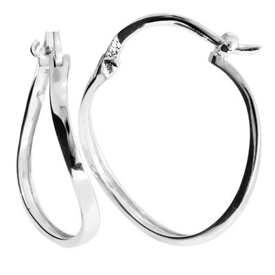White gold hoop earrings with a twist.