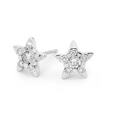 White Gold Diamond Star Earrings