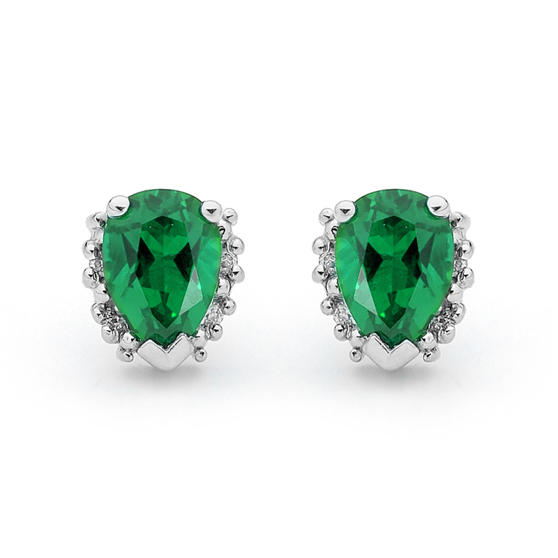 Emerald and Diamond Stud Earrings