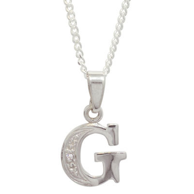 Diamond Set Initial G - White Gold