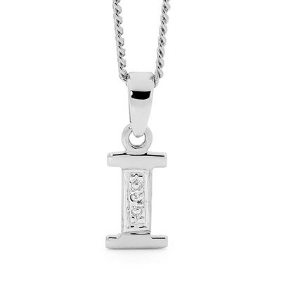 Diamond Set Initial I - White Gold