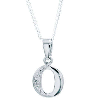 Diamond Set Initial O - White Gold