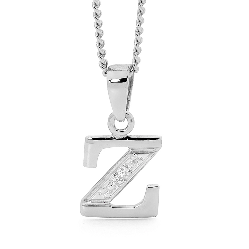 Diamond Set Initial Z - White Gold