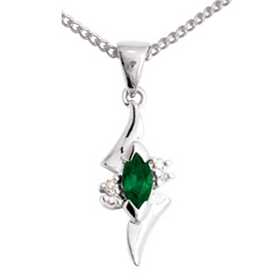 Emerald and Diamond White Gold Pendant