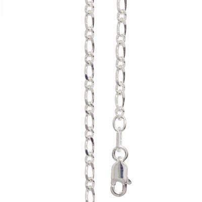 Silver Figaro Link Necklace - 45 cm