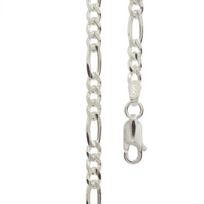 Sterling Silver Figaro link necklace 40 cm