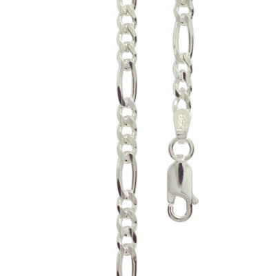 Sterling Silver Figaro link necklace 45 cm