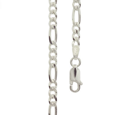 Sterling Silver Figaro link necklace 50 cm