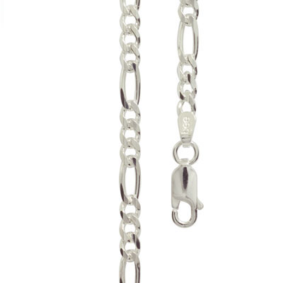 Sterling Silver Figaro link necklace 55 cm