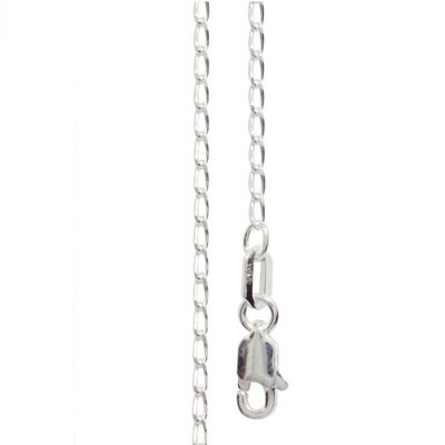 Silver Open Curb Link Necklace - 40 cm