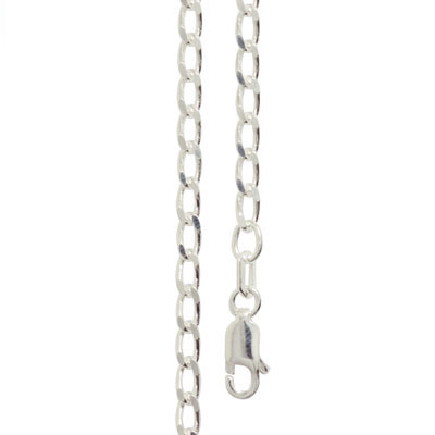 Silver Curb Link Necklace - 40 cm